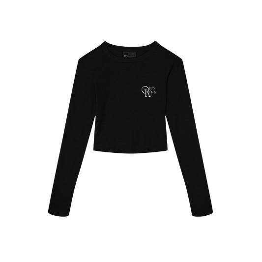 Cropped Long Sleeve Black T-shirt UK